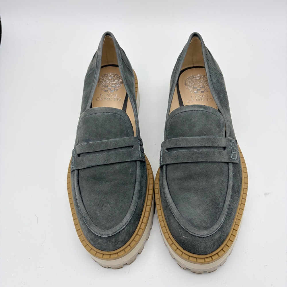 Vince Camuto Lt Green/Sage‎ Suede Platform Lug Sole Penny Loafers Womens 8.5M 39 - Picture 3 of 9